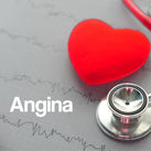 A white panel with the word – Angina – on it