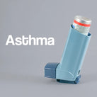 A white panel with the word – Asthma – on it