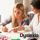 A white panel with the word – Dyslexia – on it