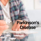 A white panel with the words – Parkinson's disease – on it