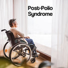 A white panel with the words – Post-Polio Syndrome – on it