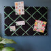 Fabric Notice Board - Black Velvet Green Ribbon