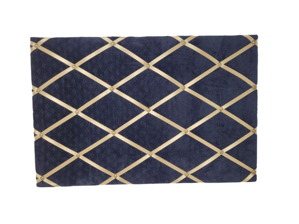 Fabric Notice Board - Black Velvet Gold Ribbon