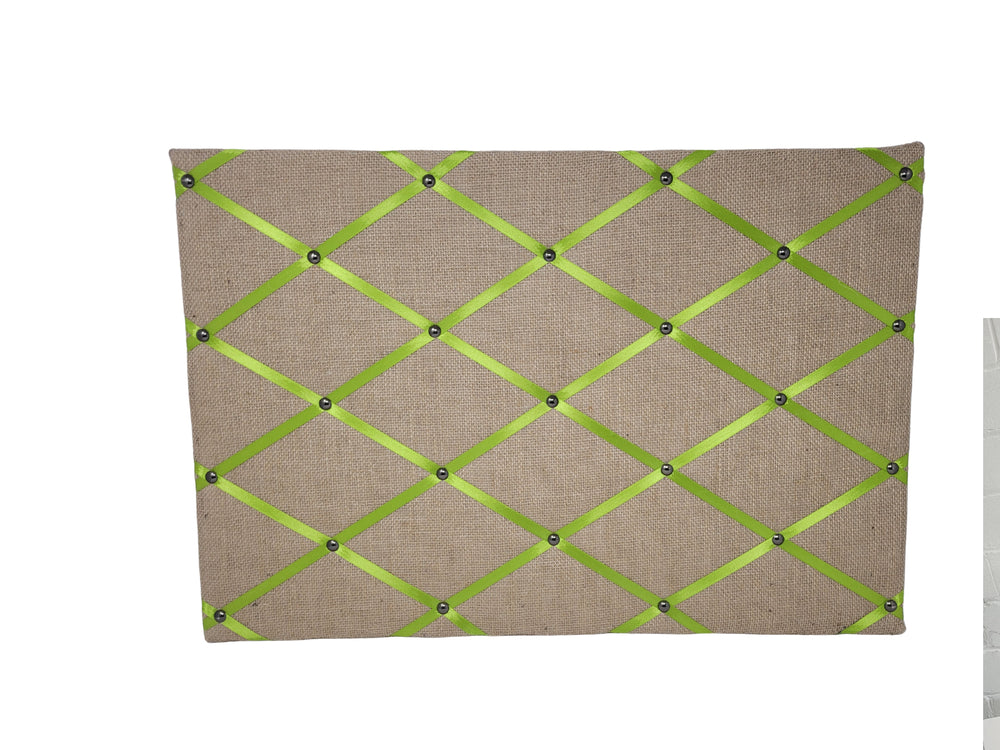 Fabric Notice Board - Hessian Lime Green