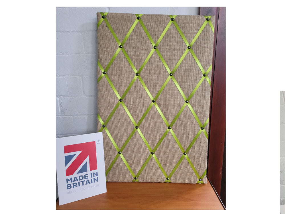 Fabric Notice Board - Hessian Lime Green