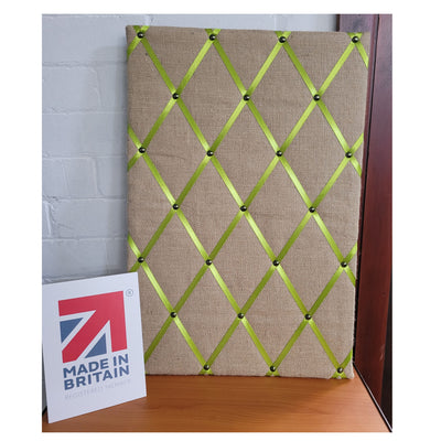 Fabric Notice Board - Hessian Lime Green