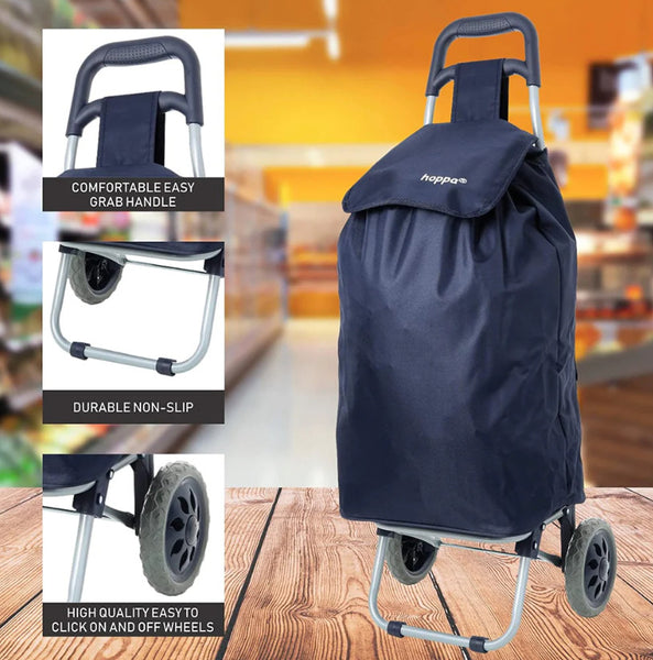 Hoppa 47 litre Lightweight Shopping Trolley - Navy blue – Ability ...