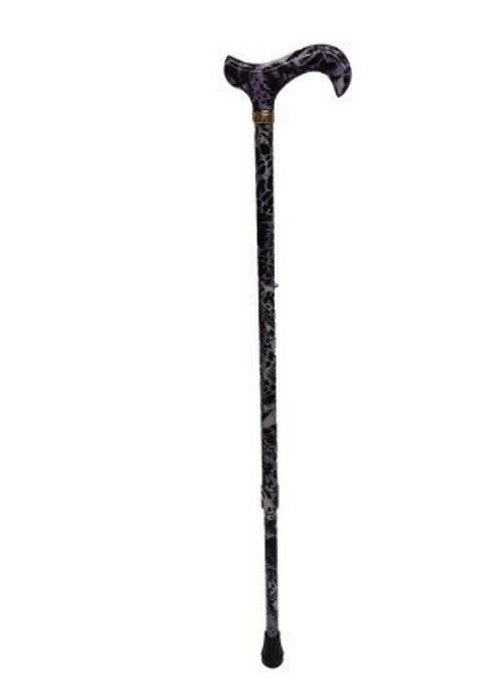 Classic Canes Height Adjustable Ladies Walking Stick, Grey White Leopard Print