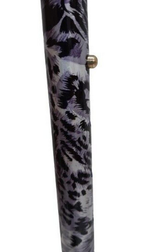 Classic Canes Height Adjustable Ladies Walking Stick, Grey White Leopard Print