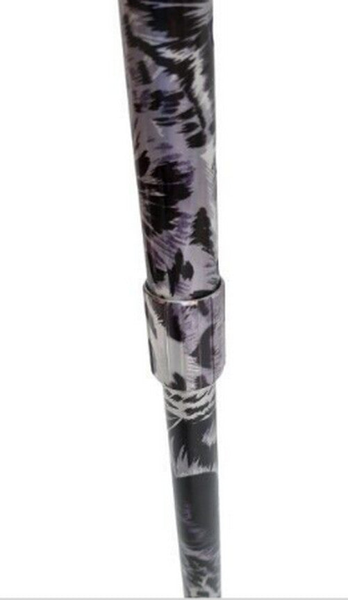 Classic Canes Height Adjustable Ladies Walking Stick, Grey White Leopard Print