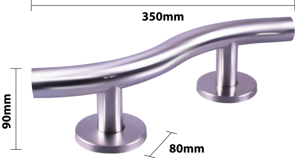 Luxury Curved Stainless Steel Grab Bar in a Polished Finish - 355mm