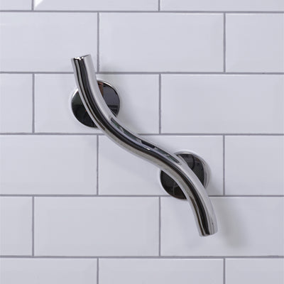 Luxury Curved Stainless Steel Grab Bar in a Polished Finish - 355mm