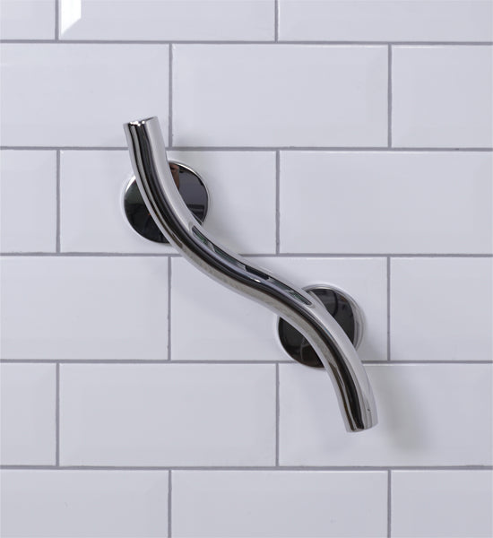 Luxury Curved Stainless Steel Grab Bar in a Polished Finish - 355mm