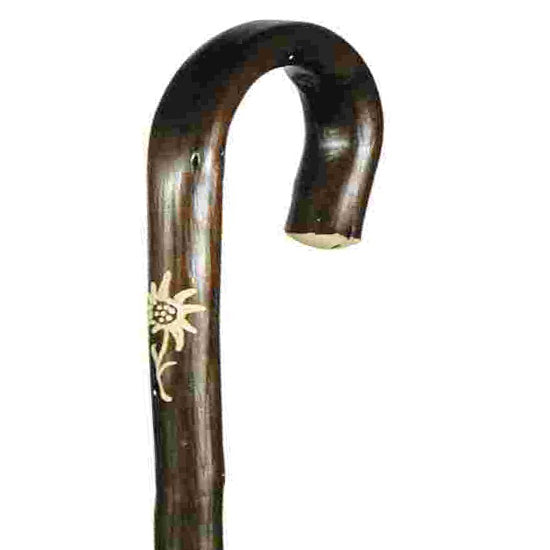 the image shows the ladies chestnut crook with the edelweiss carving