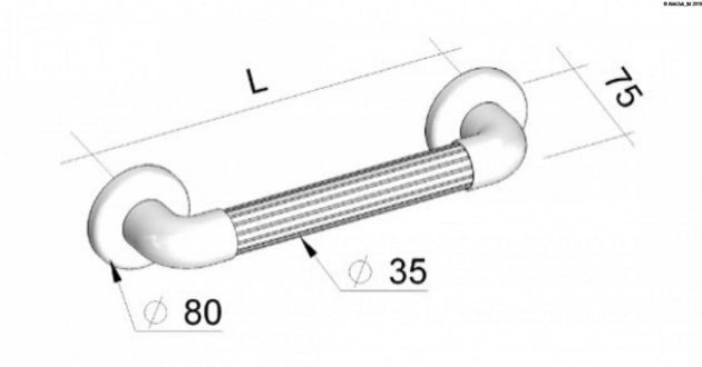 Picture of dimensions of Atlantis Moulded Fluted Grab Rails