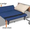 the image shows the bedside wedge and draw sheet on a single bed